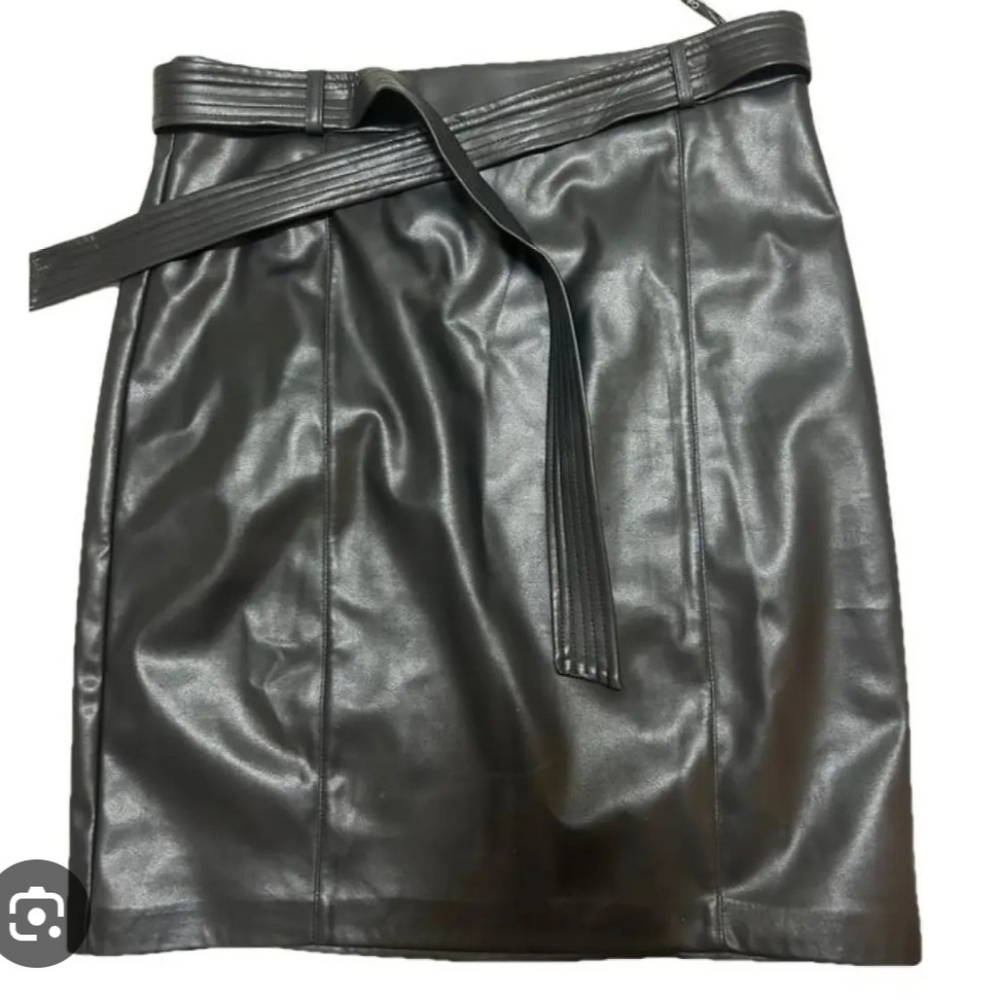 Calvin Klein Black Faux Leather Skirt